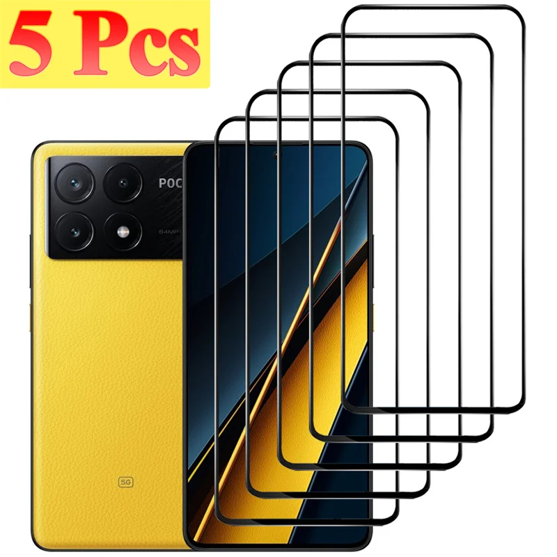 

5 Pcs, 9D Glass for Poco X6 Pro Tempered Glass Pocophone X6 Screen Protector Poco X 6 Pro Xiaomi Poco X6 5G Glass