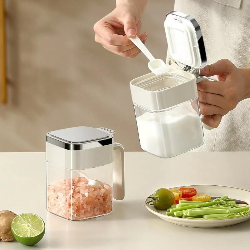 Airtight Spice Container, Press-to-Open Seasoning Jar for Salt, Pepper & Kitchen Spices