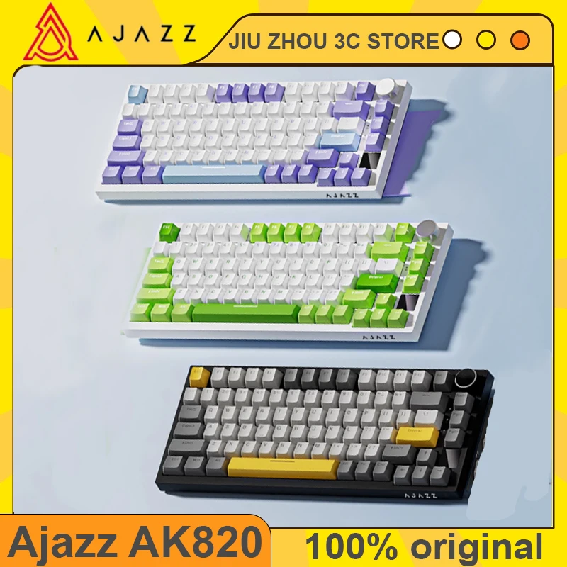 

Ajazz Ak820 Mechanical Keyboard RGB Tri-Mode Gaming 82 Key Bluetooth 2.4GHz Wireless Gamer Keyboard Custom Gasket for Pc Laptop