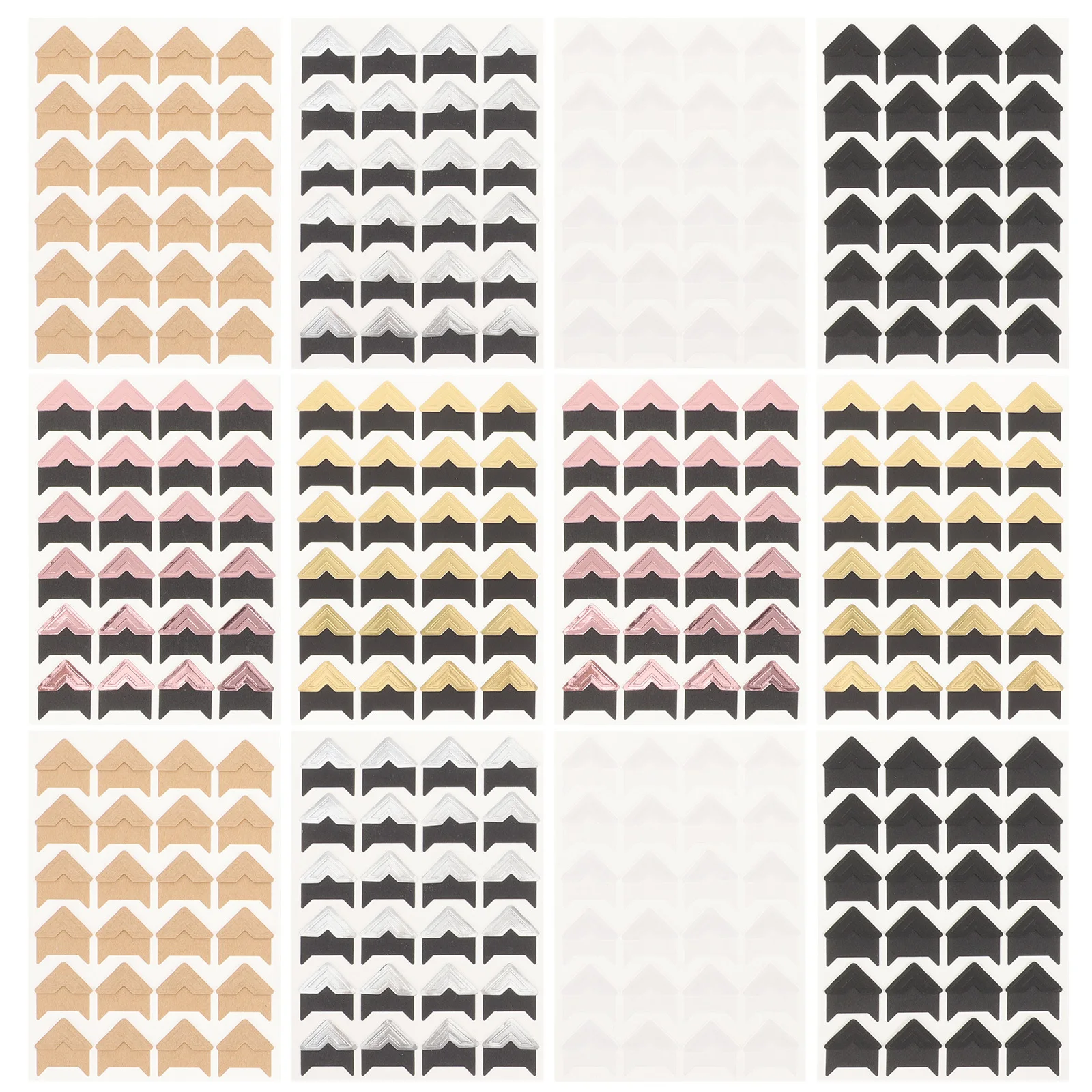 

12 Sheets Vintage Multicolor Photo Corners Adhesive Stickers Protective Scrapbook Accessories Photo Corner Protectors