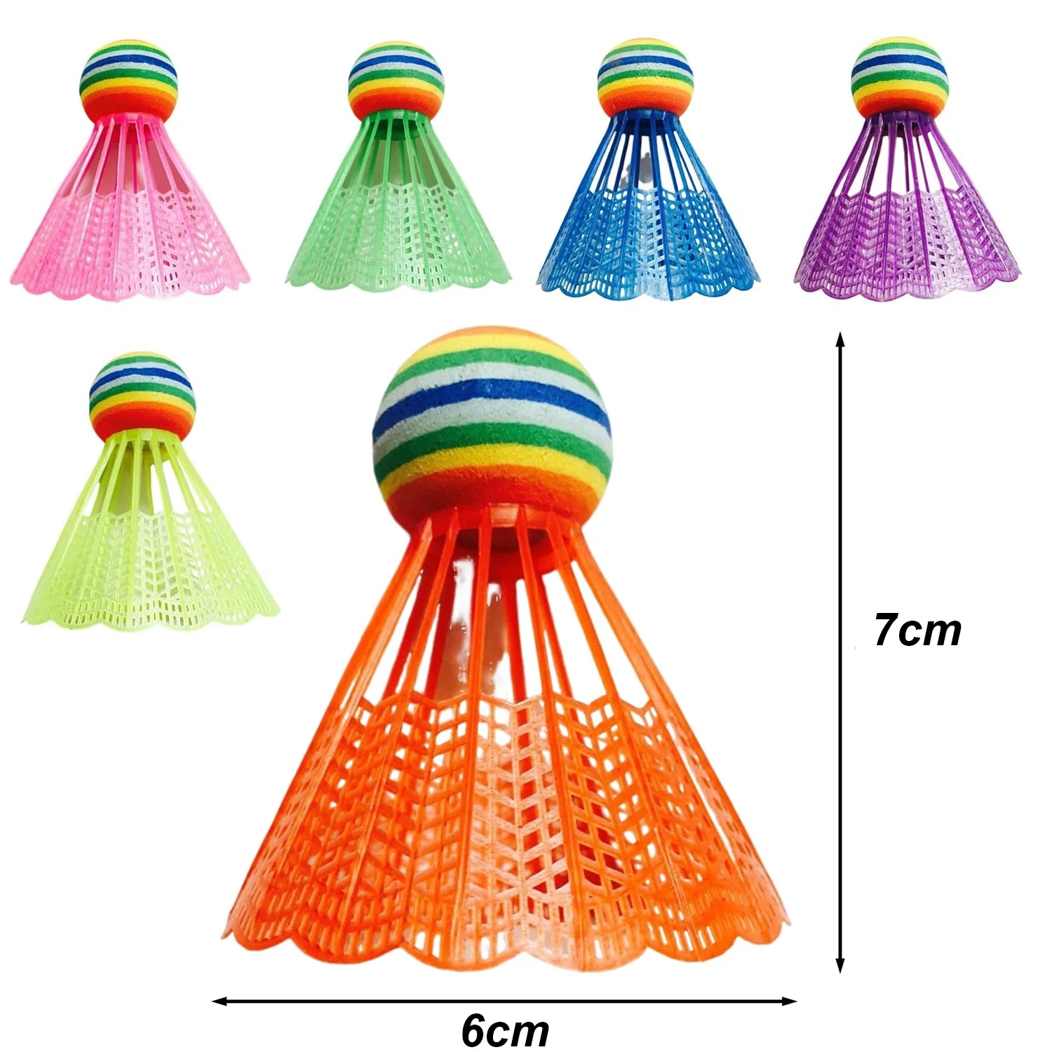 10PCS  EVA Badminton Ball Rainbow Ball Head Nylon Badminton Kids Adult Indoor Outdoor Exercise Training Accessories Random Color