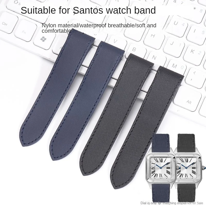 

20mm 23mm Watch Strap Nylon Genuine Leather Replacement Cartier Santos SANTOS 100 Watch Strap Woven Nylon Watchband Watch Strap