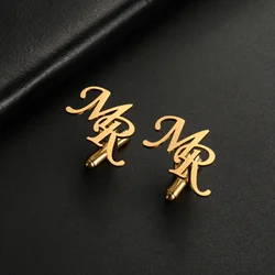 Cazador Custom Cufflinks for Men Stainless Steel Jewelry Personalized Initial Letter Cufflink for Suit Wedding Valentine Gift