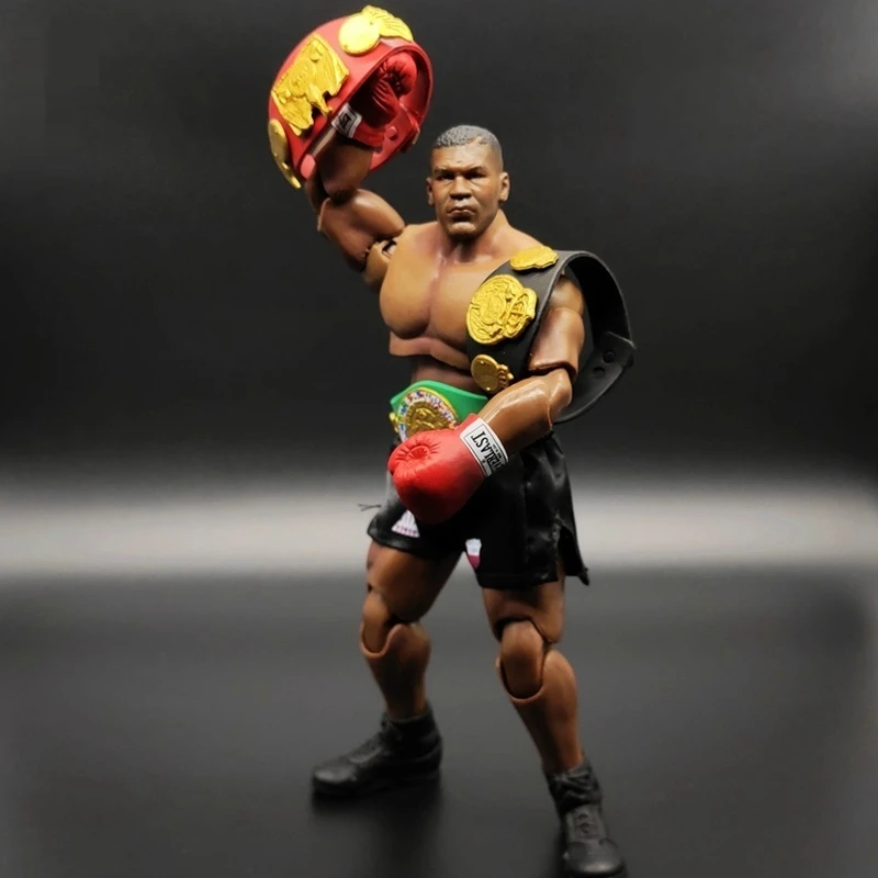 Figurine d'action Mike 18cm, Sculpture à 3 têtes, Boxer avec ceinture et Cape, modèle articulé, lutteur, jouet de collection, cadeau pour garçons