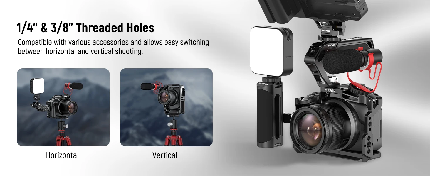 NEEWER R50 Kamerakäfig, kompatibel mit Canon EOS R50 Aluminium-Video-Rig mit NATO-Schiene für DJI Gimbals Arca Typ QR-System – Detail 4