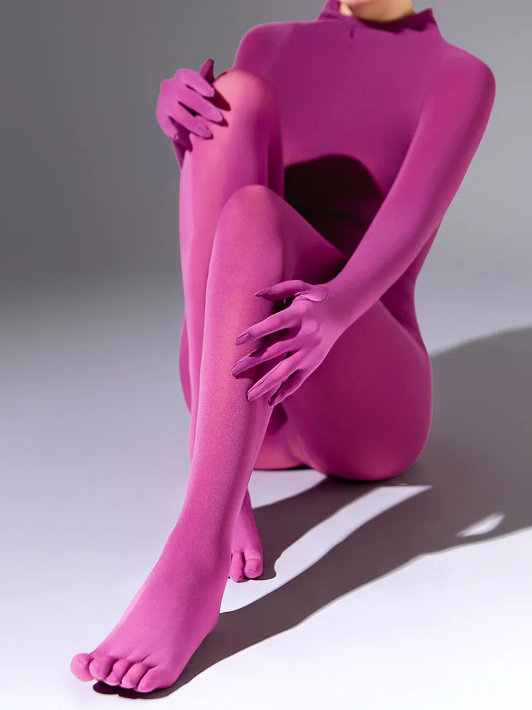 

Унисекс боди-комбинезон из нейлона 120D с пальчиками, бархатистый, с эффектом чулок, леотард, боди, комбинезон, унитард, нижнее белье