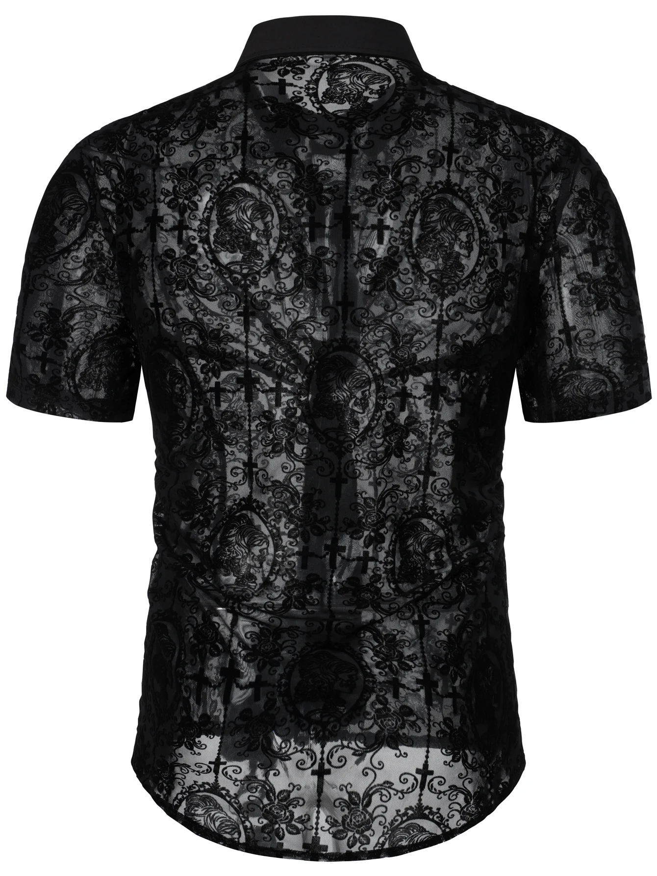 Men\'s Hollow Lace Shirt, Long-Sleeved, Leisure, Cooling Feeling