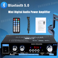 AK35 Mini Bluetooth 5.0 Digital Amplifiers HiFi Stereo Car Sound Power Amplifier 2.0 Channel FM USB Karaoke Audio AMP EU Plug