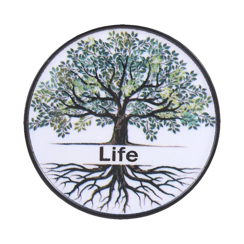 Tree Of Life Art Cartoon Enamel Pin Dense Roots Branches Green Leaves & Life Brooch for Nature Lovers Clothing Backpack Badges