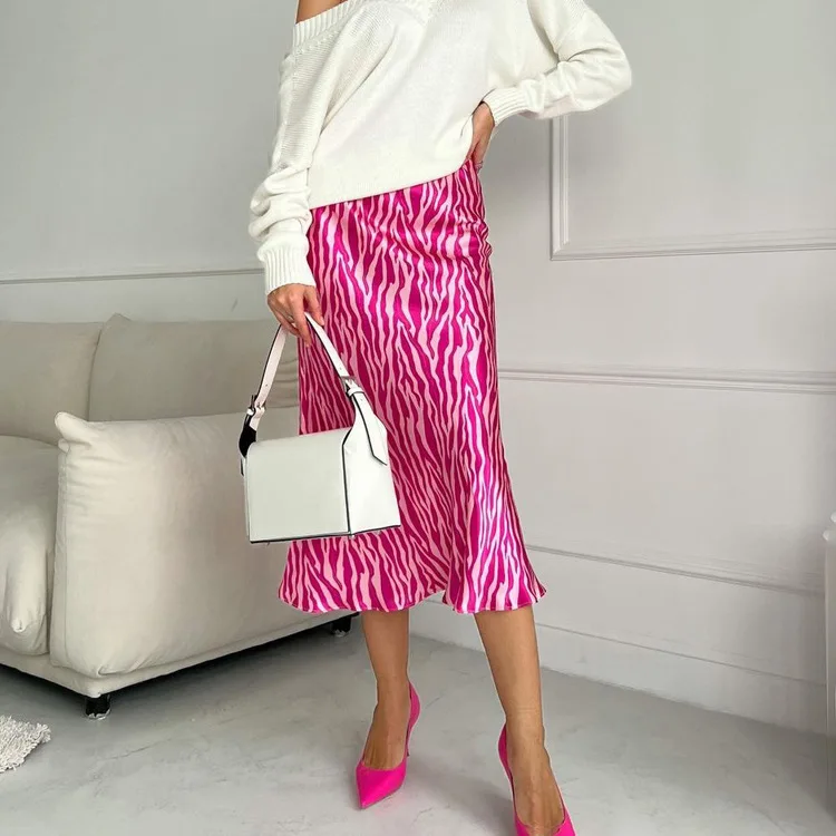 

Summer Premium Print Skirt - Mermaid Mid-Length Skirt for All Seasons, Office/Date/Vacation Outfit f255
