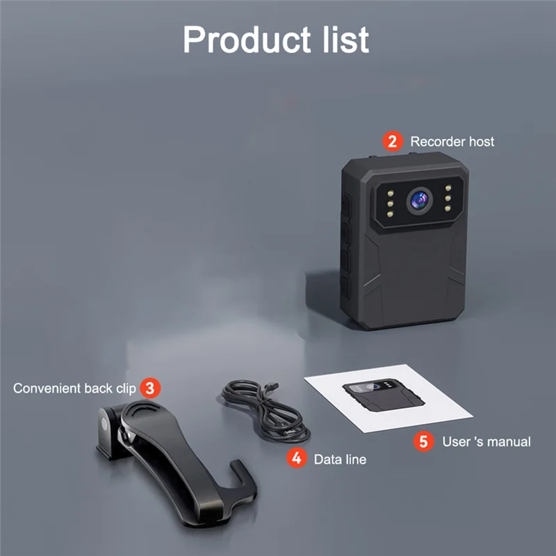 M18K-HD Mini Camera Police Recorder 32GB Memory Card HD IPS Screen Body Worn Camera, Wearable Portable Design