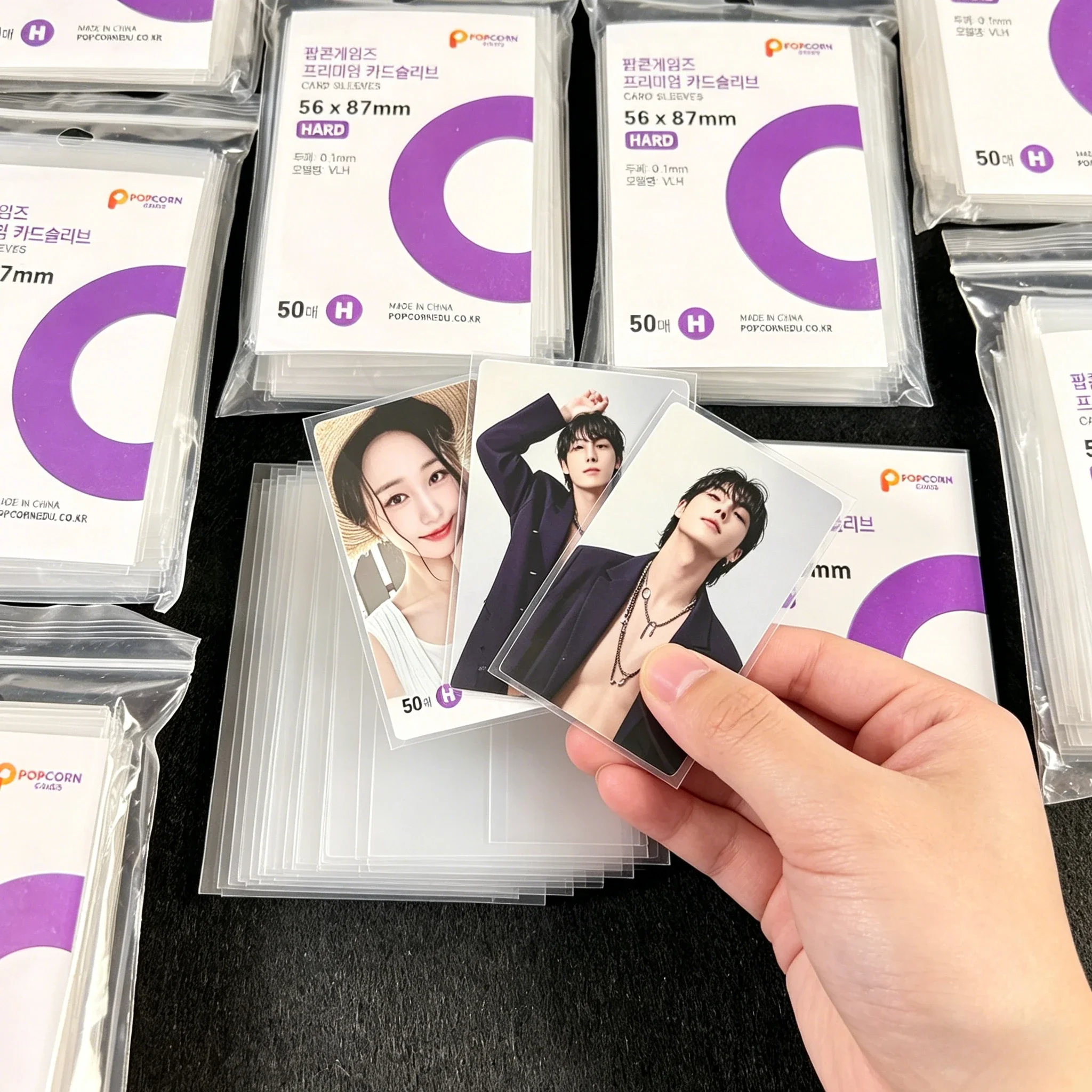 50-600Pcs Binder Photocard Transparent Kpop Idol Card Protective Sleeve Film Poker Protector Game Photos Holder Popcorn Sleeves