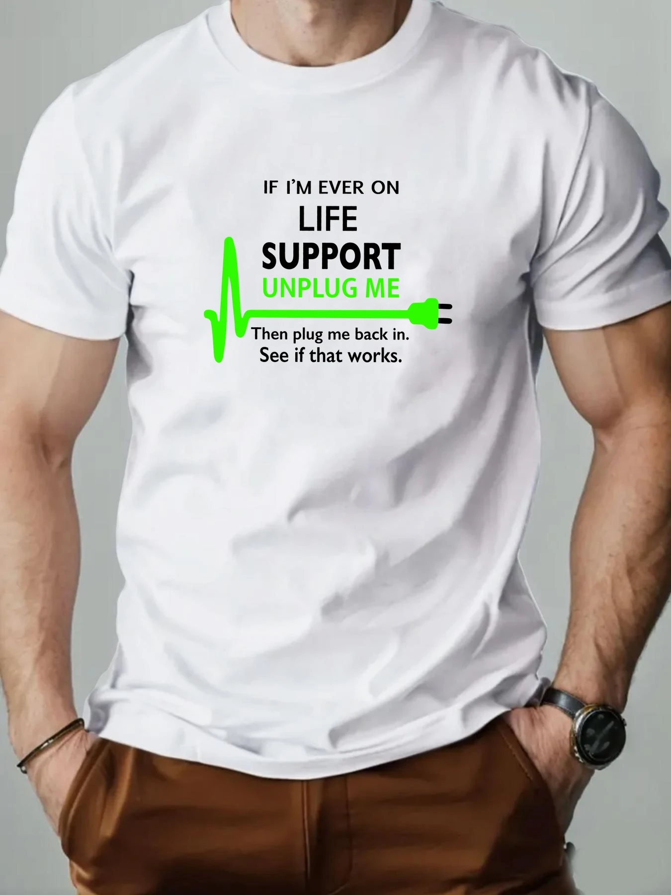 Pop 100% Cotton Men's Round Neck T-shirt Creative 