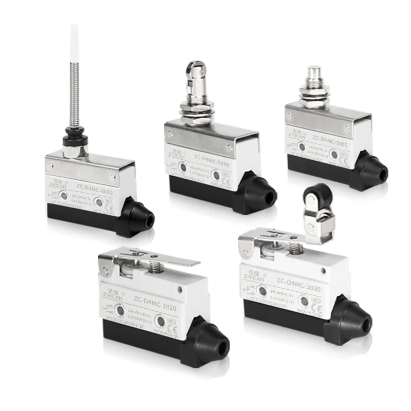 ZHICAN D4MC Series Travel Limit Switch Roller Button Self-Reset Silver Contact Plunger Rocker 1000/2000/5000/5020/5040