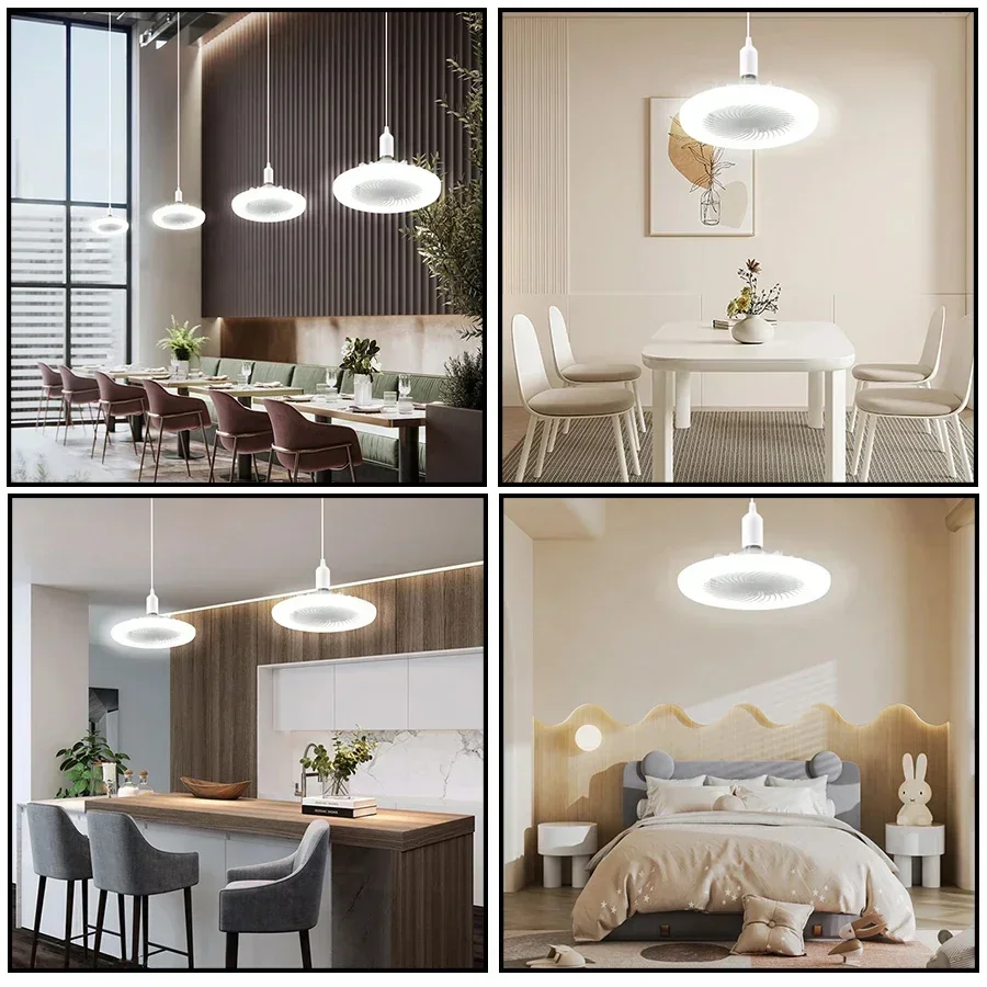 Ventilateur de Plafond Rotatif avec Télécommande, Lampe d'Éclairage, Base d'Éclairage de Convertisseur, Chambre à Coucher, Salon, Aromathérapie, 3 en 1