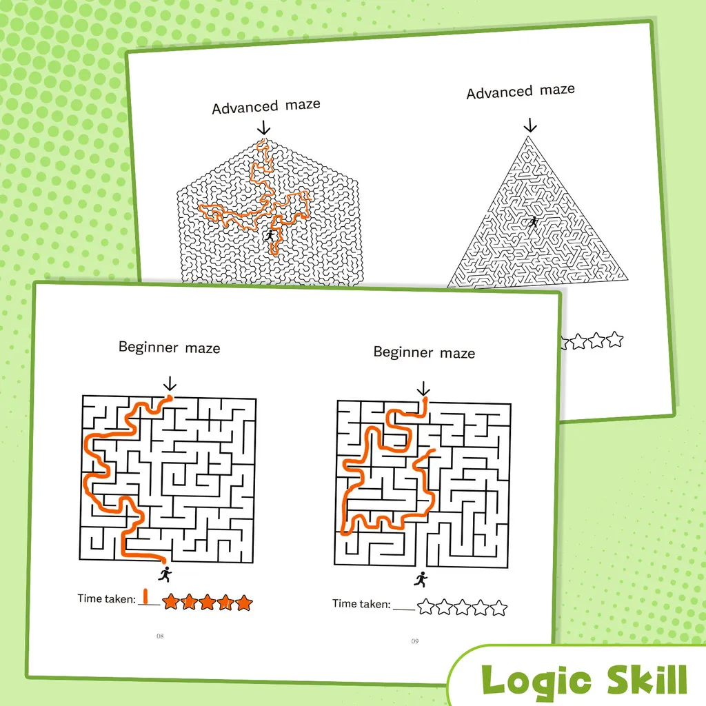 MAZE Level-Up—4-Book Spiral Maze Activity Set for Kids| Beginner → Challenge Logic Puzzle Workbooks • Improve Focus