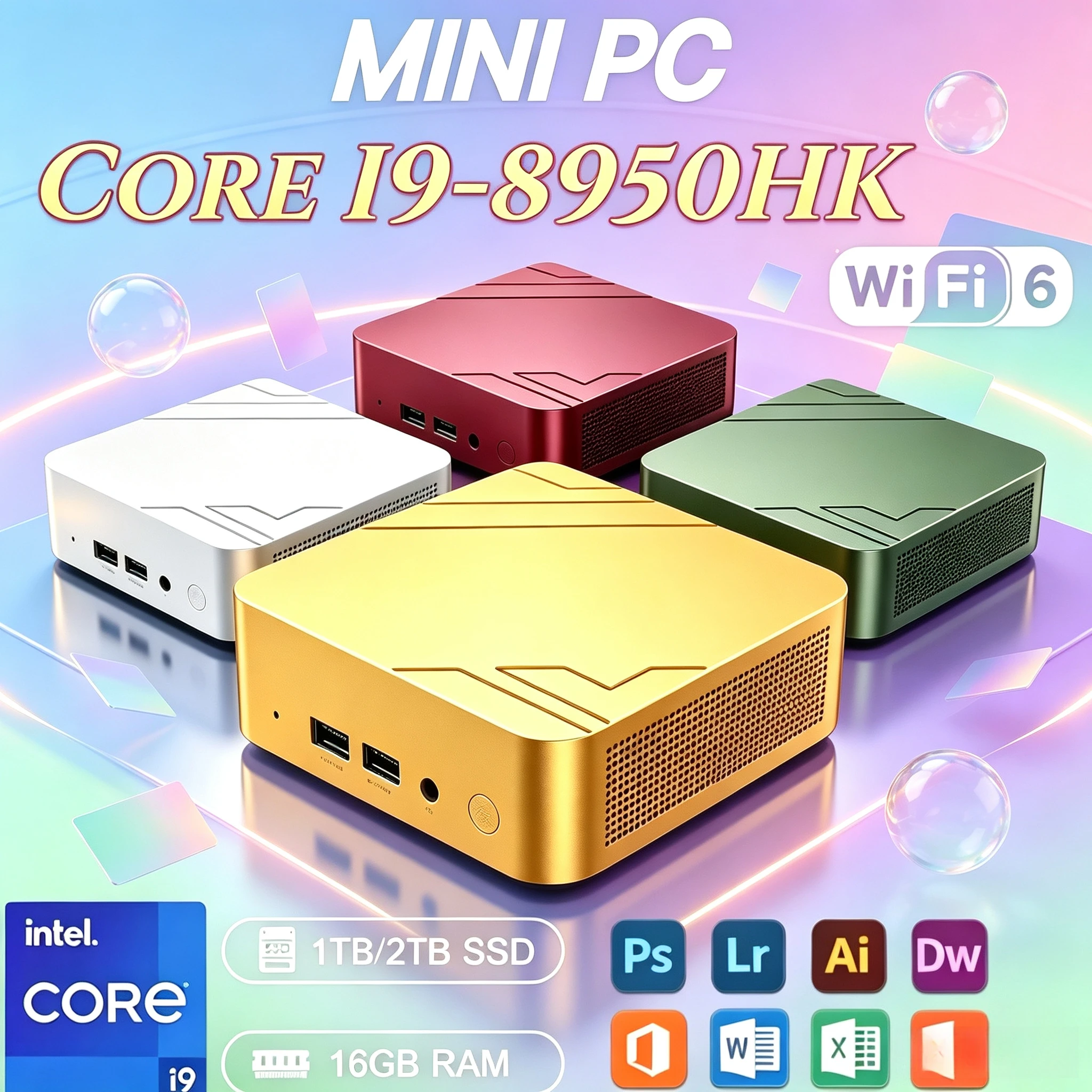 Portable NEW Mini PC Intel Core I9-8950HK, 16GB RAM 2TB SSD Compact Desktop For Daily Study, Office Smooth Light Gaming