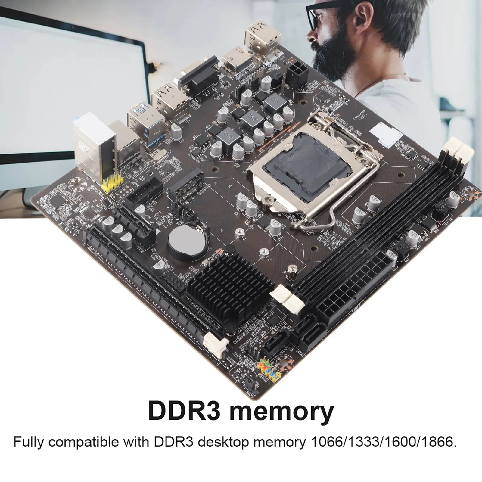 

Desktop Mainboard H61M 1155Pin DDR3 Memory 1066/1333/1600/1866 Desktop Computer Motherboard Mainboard Motherboard PC Motherboard