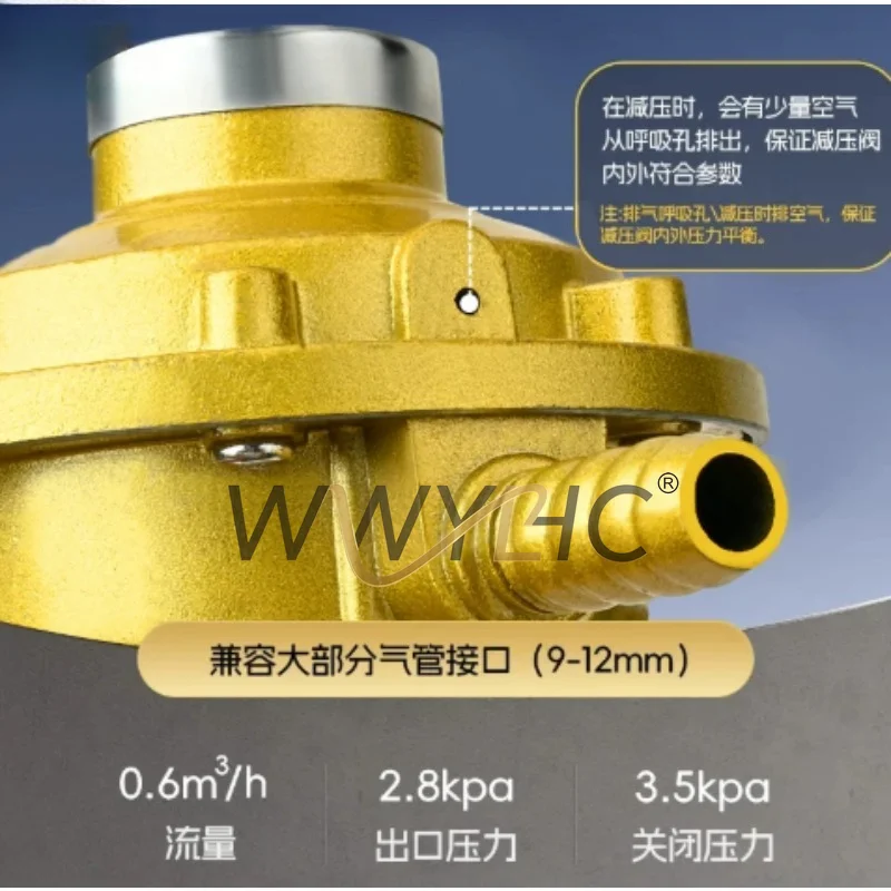 Suitable for Household Cooker Replacement Parts, Liquefied Gas Pressure Regulating Valve with Self-closing and Pressure Gauge