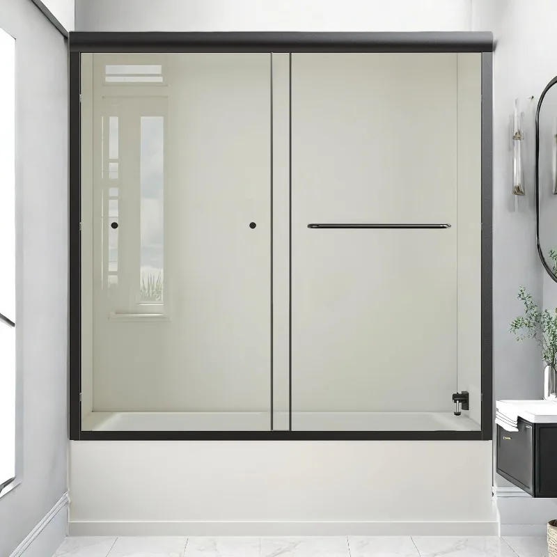 

Душевые двери 56-60 дюймов. Ш х58 дюймов. H Стеклянная дверь для ванны и душа Двойные раздвижные двери с закаленным стеклом SGCC 1/4 дюйма (6 мм) и пятном