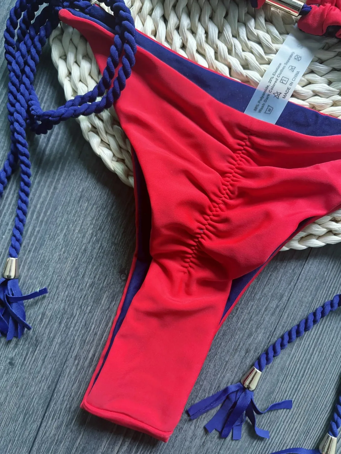 Sexy Solid color Women's Swimsuit Two-piece Triangle Swimwear Braiding rope Bikinis Set Beach Bathing Suit Brazilian Biquinis - Image 6