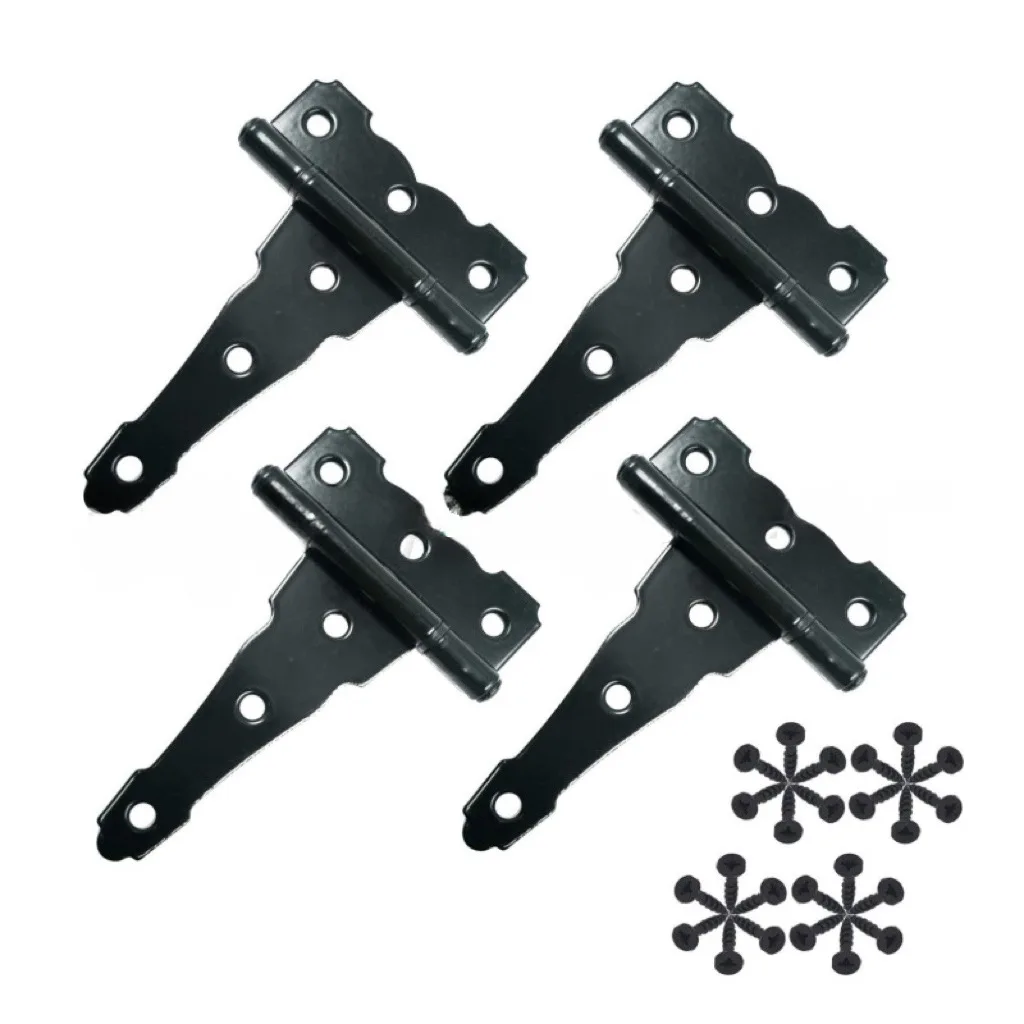 

2PCS Classic Black Strap Hinges Shed Door Hinges Heavy Duty Barn Gate T-Strap Hinges