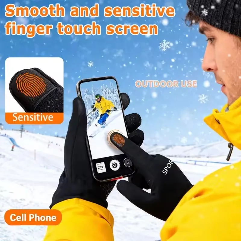 Winter Warm Gloves Winter Waterproof Touch Screen Non-slip Motorbike Riding Gloves Outdoor Supplies for Fishing Ski Running