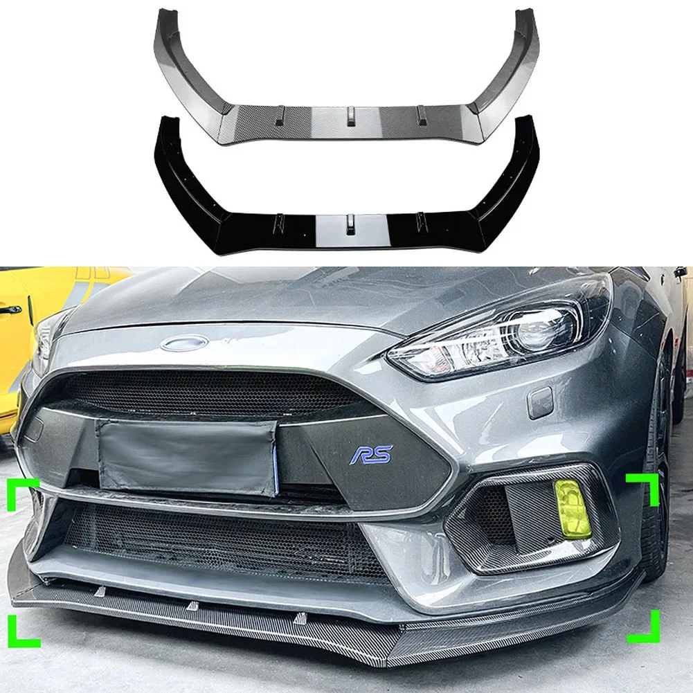 Three Stage Front Lip Splitter Spoiler Side Lower Splitters Body Kit For Ford Focus RS MK3  2015-2018