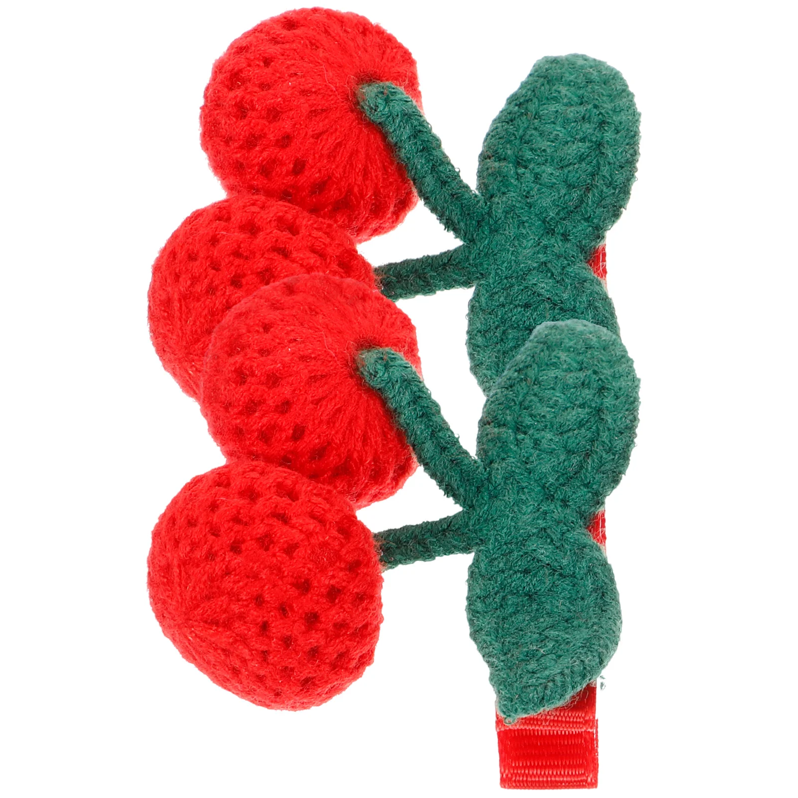 2 Pcs Cherry Barrettes Alligator Hair Clips Crochet Fruit Knitted for Little Girl Shape Bangs Pins Accessories Issue Card Child