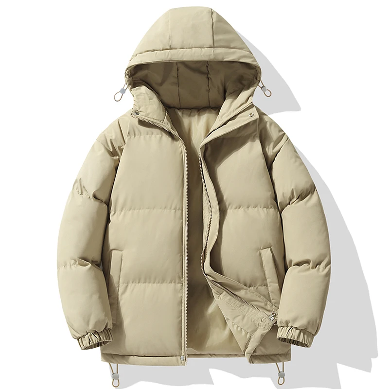 

Winter Solid Color Men Parkas Fashion Comfortable Warm Male Coats Hooded Casual All-match Zipper Cotton Jackets Quality Thicken