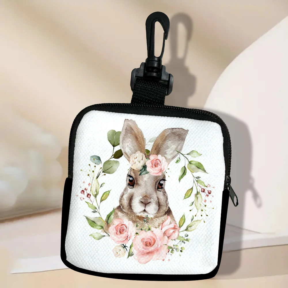

Rabbits And Flowers New Simple Coin Wallet Zipper Mini Wallet Portable Wallet Card Holder Short Wallet For Women And Men 1.25