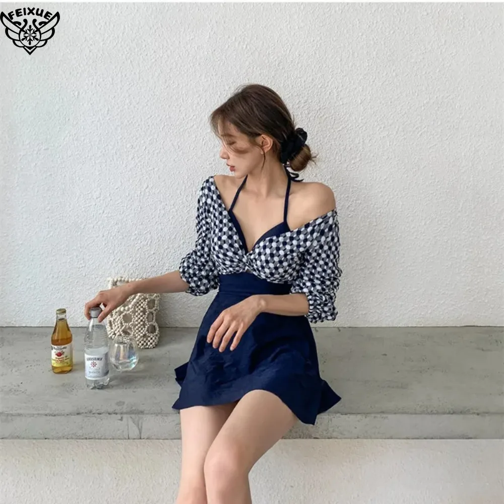 

Новый женский купальник больших размеров, привлекательная юбка с прикрытием живота, термокупальный костюм для полных девочек, бикини 2025 для женщин