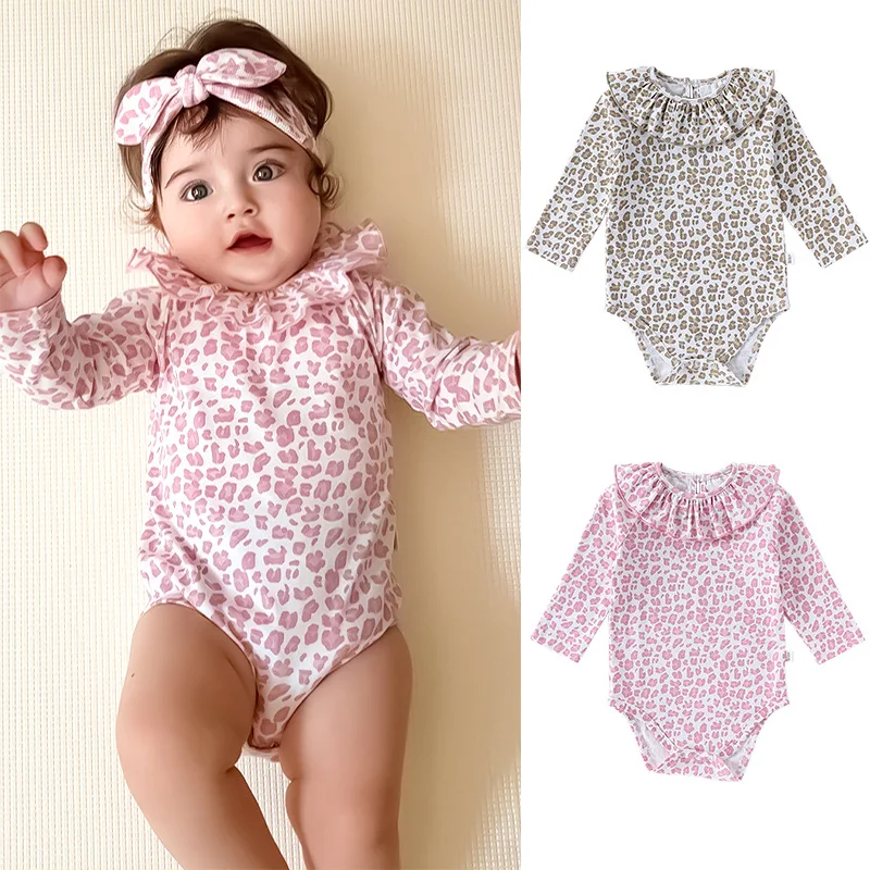 0-24M Leopard Baby Girl Romper Newborn Kid Baby Clothes Cotton Long Sleeve Jumpsuit Elegant Cute Sweet Princess Outfit