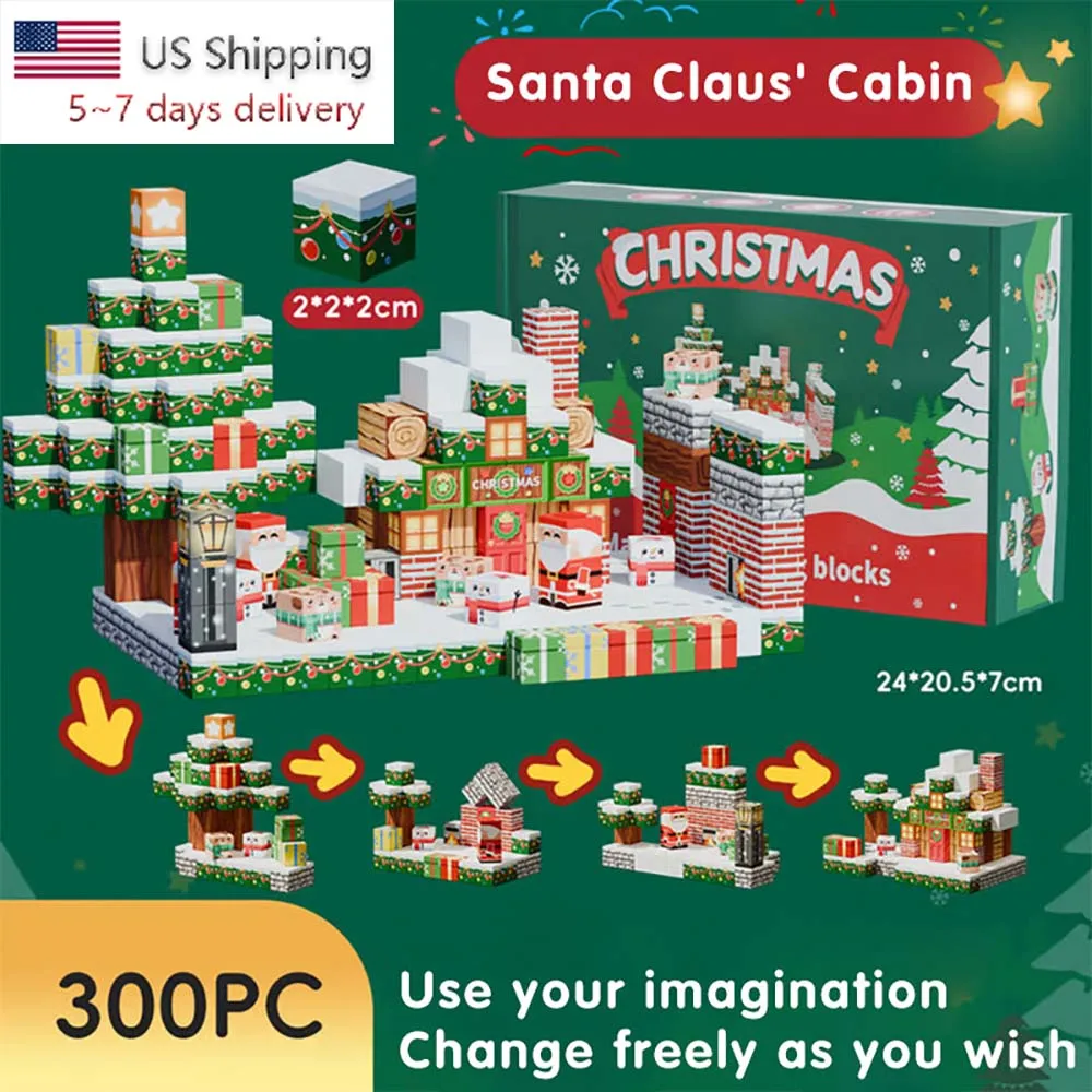 Mundo de natal cubos magnéticos presente blocos de construção empilhamento cubos terno educacional diy brinquedos para crianças eua transporte