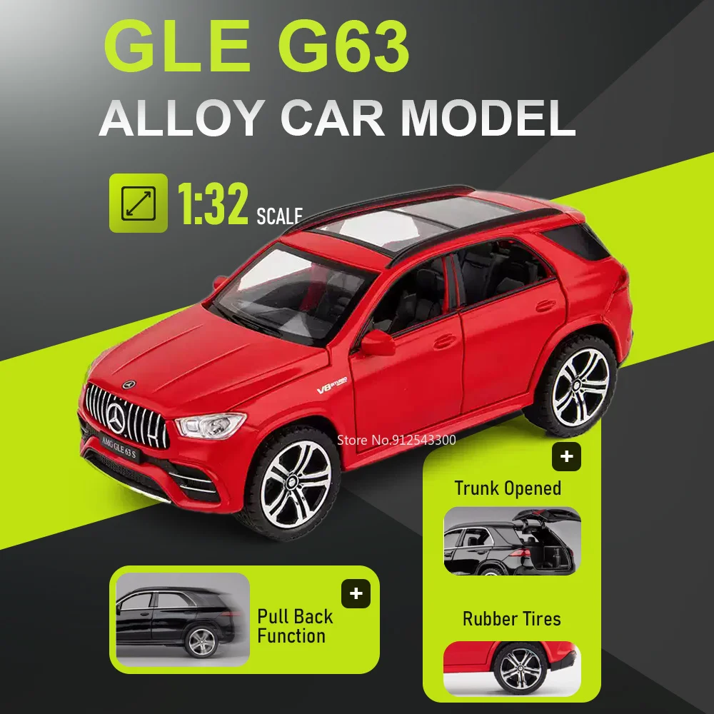 

1:32 GLE G63 C260L Car Model Toy Doors Opened Pull Back Models Alloy Diecast Rubber Tires Vehicle for Colleague Birthday Gifts
