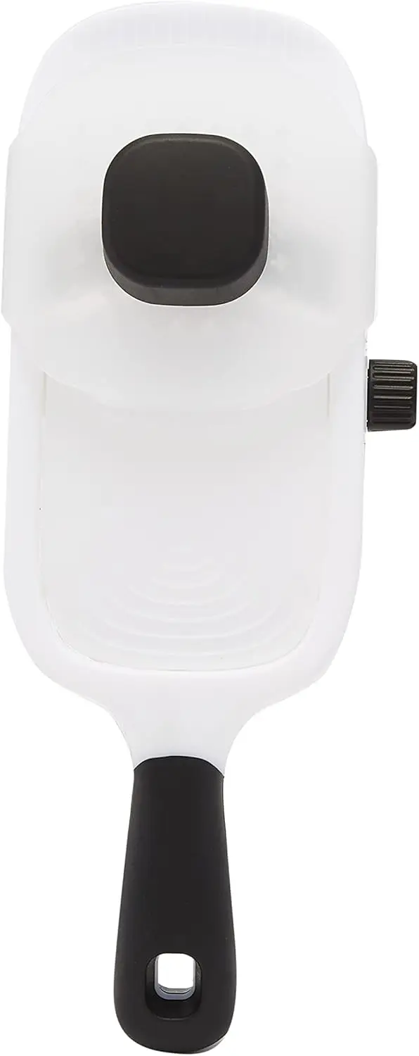 Hand-held Safe Mandoline Slicer for Vegetables and Fruits, Adjustable Thickness, Stainless Steel Blade, White, 11.3" x 4