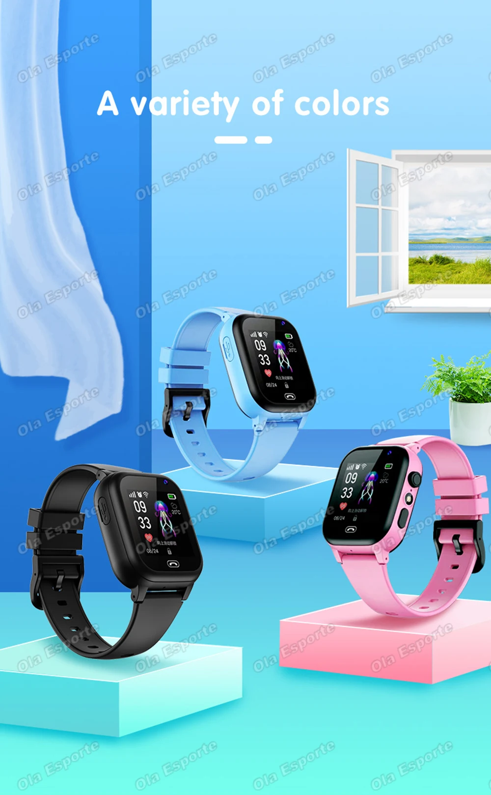 Children's Smartwatch Boy and Girl HD Call LED Flashlight SOS LBS Location Waterproof GPS Alarm Clock Step Count Smart Watch H10