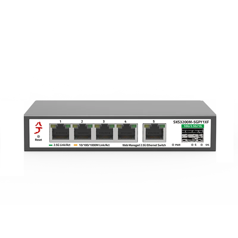 XikeStor 심플 L2 스위치 웹 관리 5 포트, 2.5g RJ45 및 10gbe SFP + 슬롯 네트워크 스위치, 팬리스 플러그 앤 플레이, 6 포트 2.5G