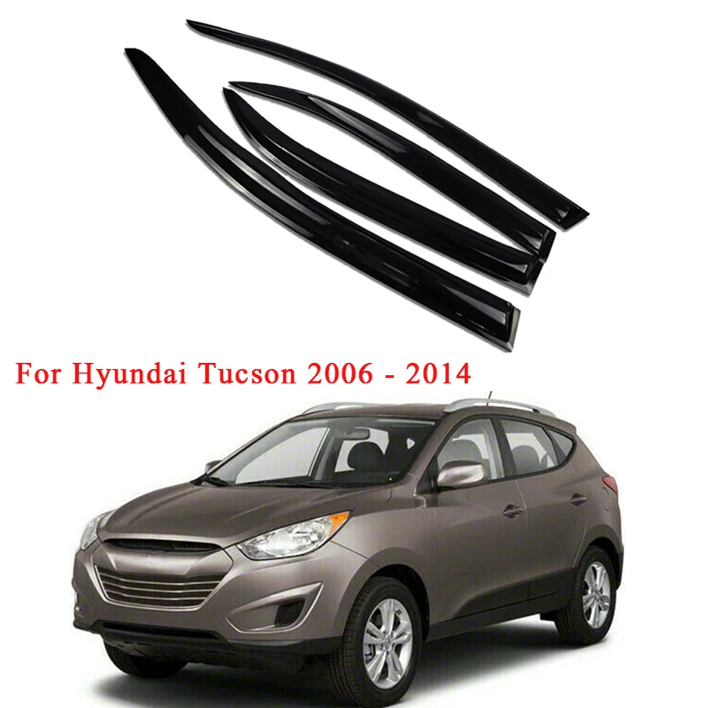 For Hyundai Tucson 2005-2014 Side Window Visor Deflector Vent Awnings Shelters Rain Guard Cover Trim Car Exterior Accessories