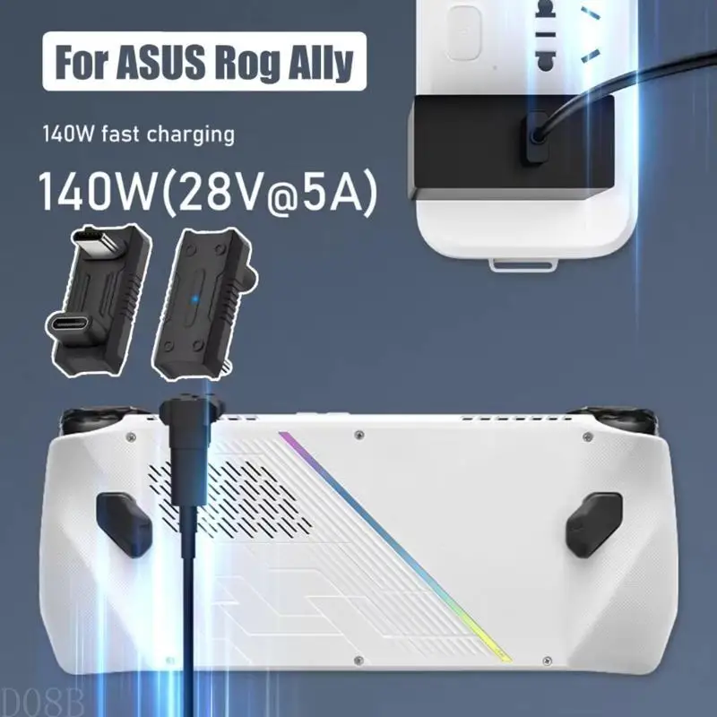 D08B PD140W Type C Male Female Adapter 20Gbps for ROG Handheld Gaming Devices