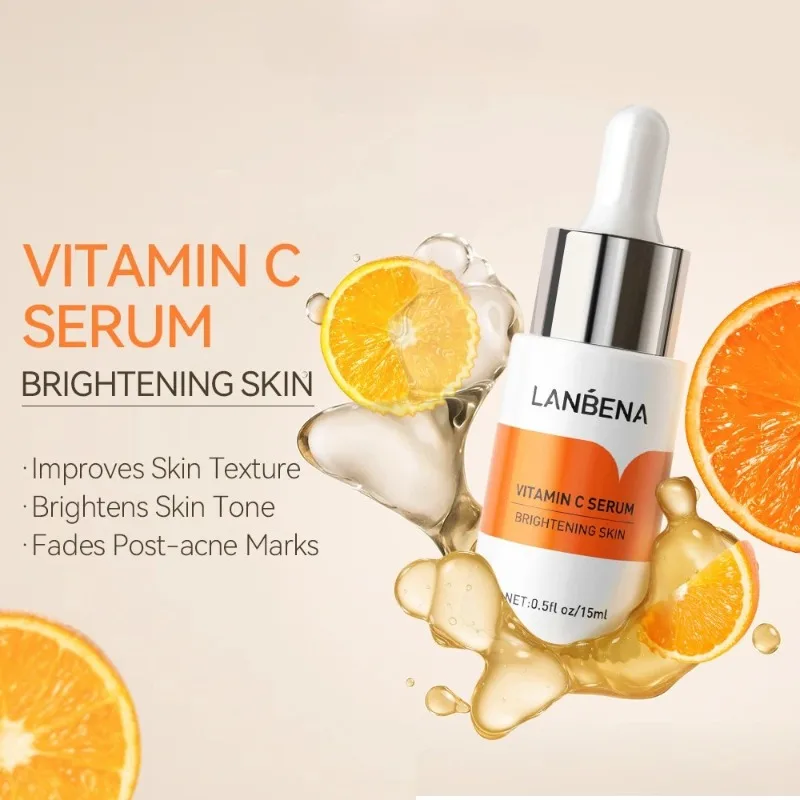 Vitamin C Serum For Face Cream Whitening  Moisturizing Freckles Remover Fades Spots Skin Care 15ml