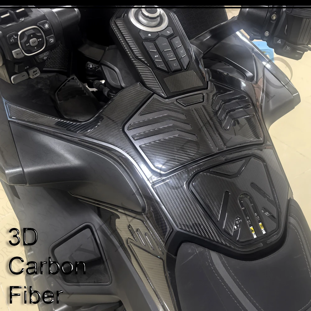 3D Carbon Fiber Motorcycle Tank pad stickers protection New decoration For Goldwing Gold wing GL1800 LG 1800 F6B Tour 2022 - 25