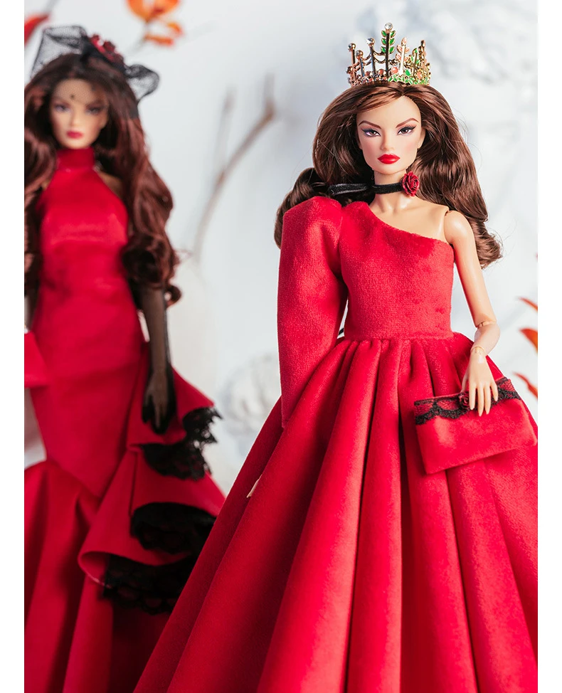 Supermodel Doll Clothes Suit Black Red Wedding Dress 32cm DollHouse DIY Dress Up Toys 1/6 Anime BJD Collector Birthday Gifts