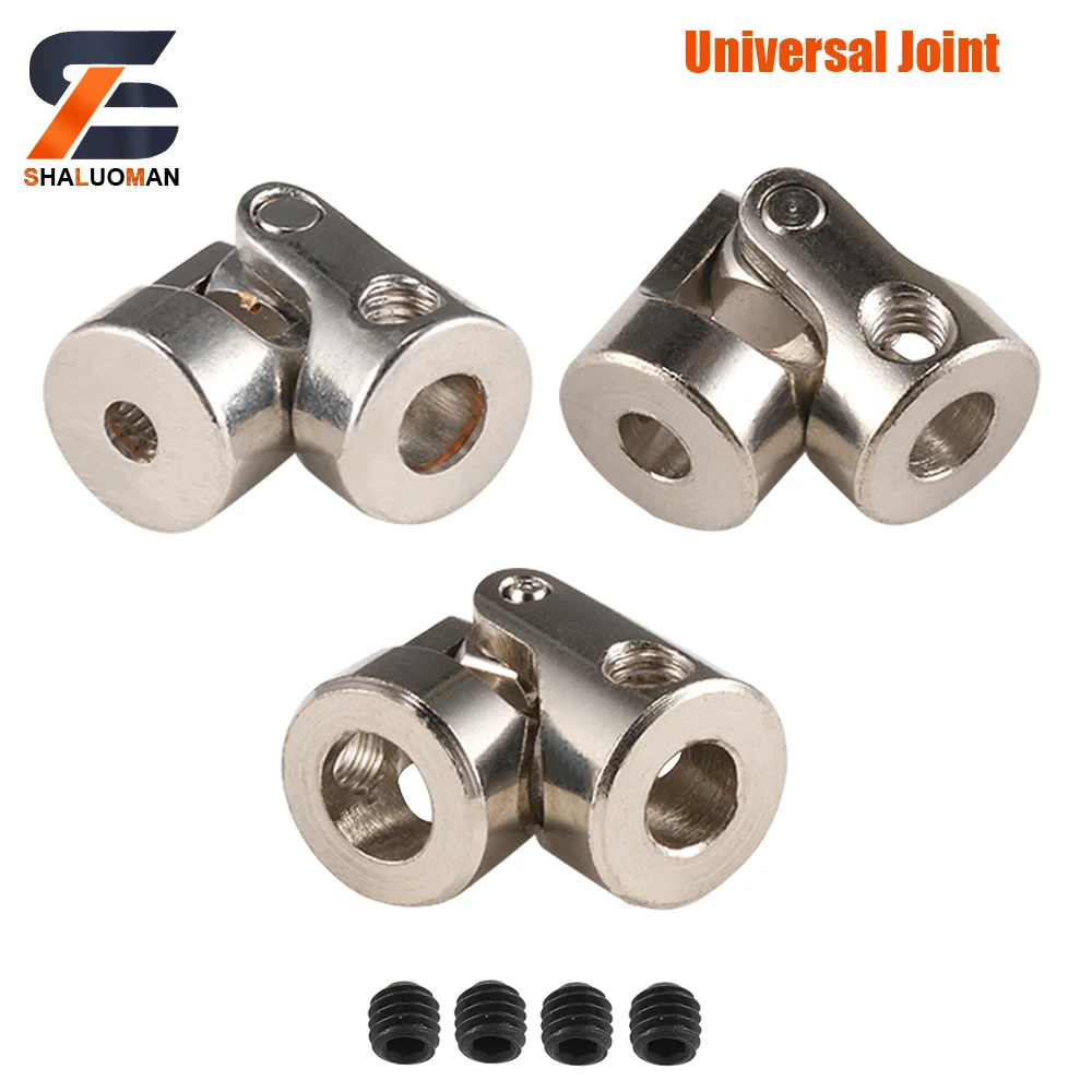 Shaluoman Metal Universal Joint Motor Connector Cardan Joint Connector Universal Coupling Adapter for RC Toy Car 3mm/4mm/5mm/6mm