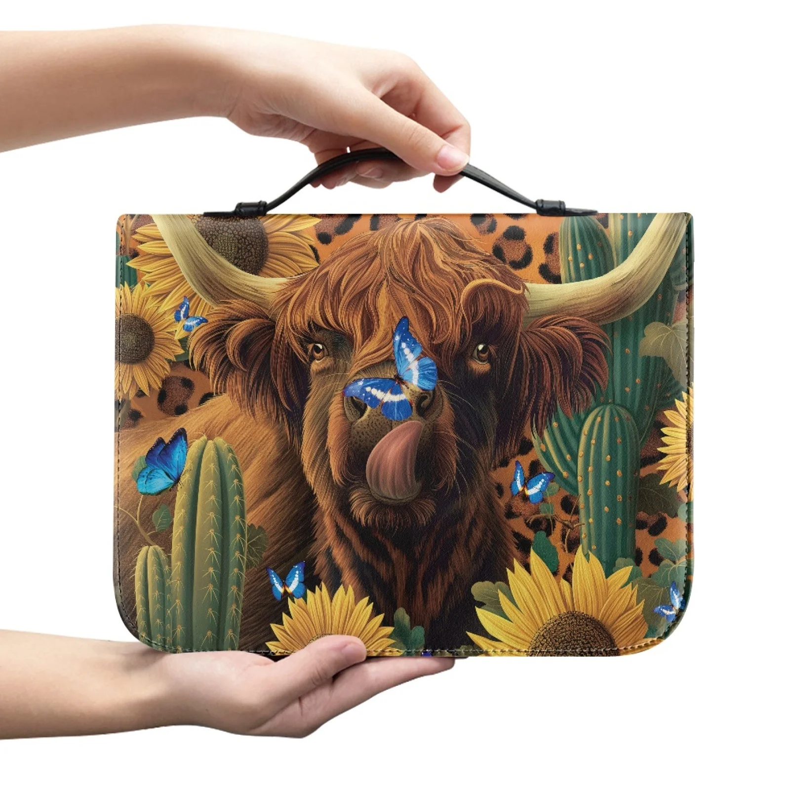XIXIRIMIDO Cow Cactus Design Practical Bible Hand Bag for Women Zippered Bible Bag 2026 Trending