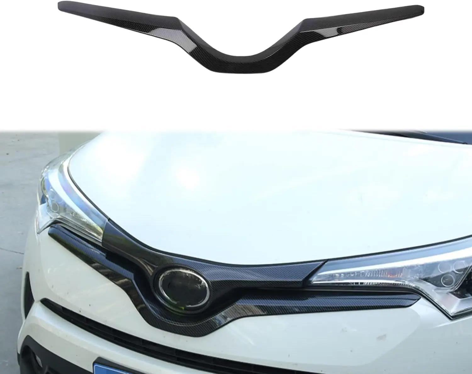 

ABS Carbon Fiber Color Front Grille Cover Molding Trim for Toyota C-HR 2017-2019 Exterior Car Accessories