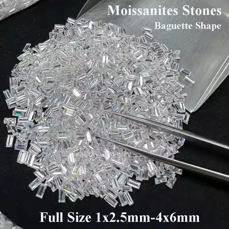 

Moissanite Stones Rectangle Cut D Color VVS1 Lab Gemstone 1 Carat Per Bag for Diy Jewelry Making Material Pass Diamond Tester