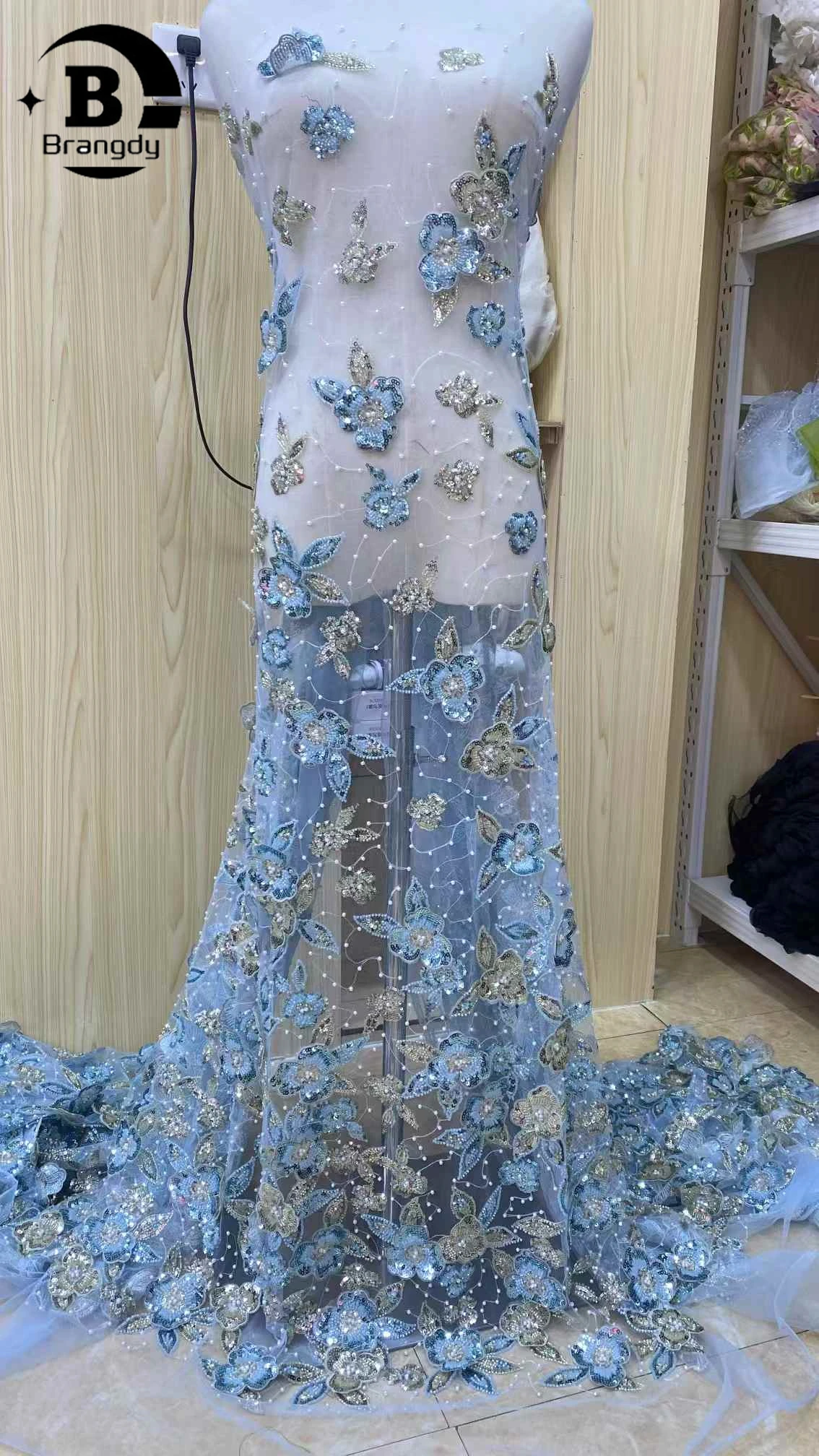 Lo último en tela de encaje con cuentas y bordado Floral africano 3D, vestido de boda de fiesta de encaje de tul con lentejuelas nigerianas francesas de alta calidad 2025