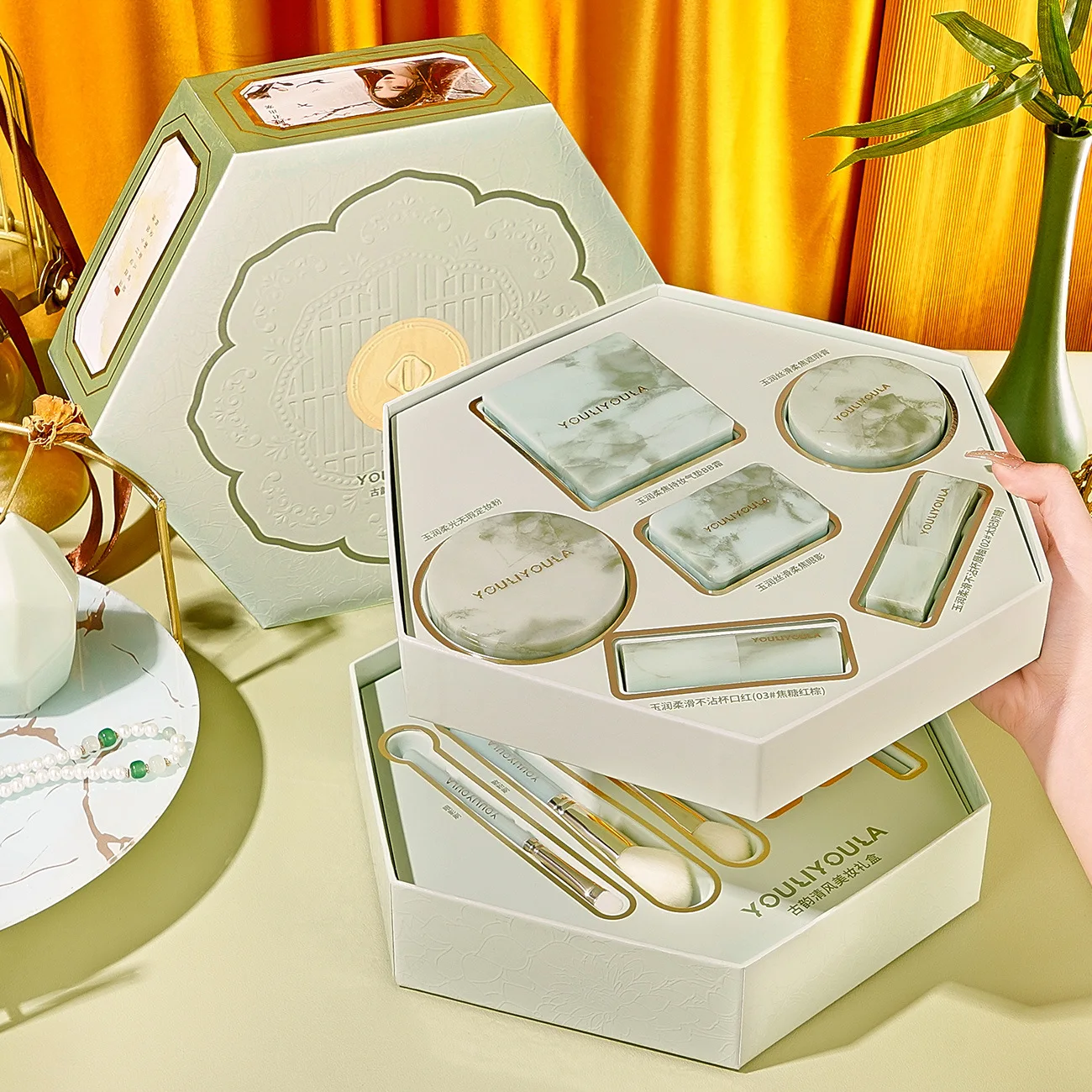 Ancient Charm Fresh Breeze Make-up-Set, Kosmetik, komplettes Set, chinesischer Stil, Make-up-Geschenkbox, Weihnachtsgeschenk mit Make-up-Pinsel-Set