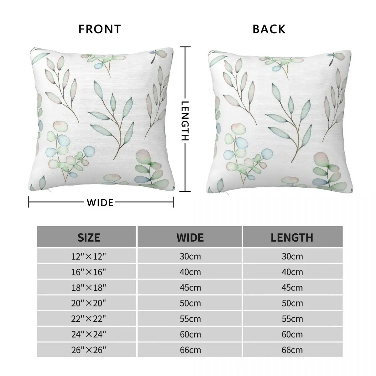 Soft Foliage Leaf Square Pillowcase Polyester Linen Velvet Printed Zip Decorative Pillow Case Bed Cushion Cover 45x45
